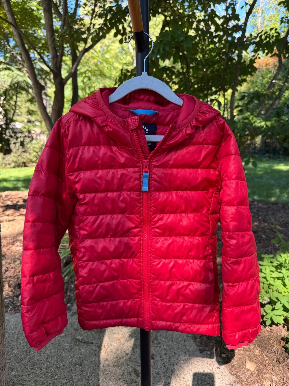 PRIMARY Kids Red Hooded Puffer Jacket